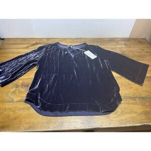 Tommy Bahama Purple SILK Velvet Sands Tie Neck Spring Blouse Shirt Size Medium